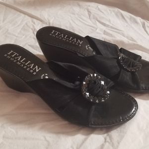 Italian Shoemakers Black Wedge Sandal